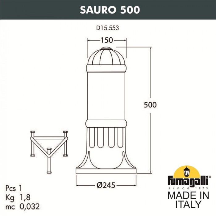 Наземный светильник Sauro D15.553.000.VXF1R.FC1